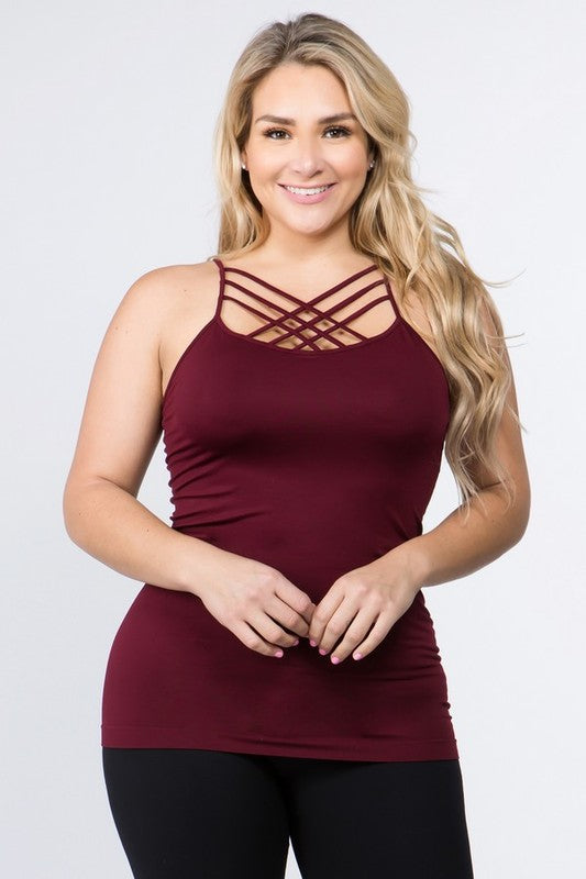 Yelete Womens Seamless Triple Criss-Cross Front Cami