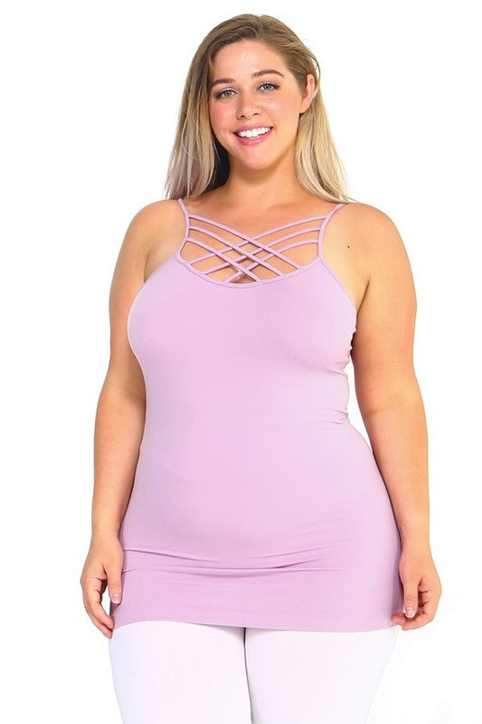 Yelete Womens Seamless Triple Criss-Cross Front Cami