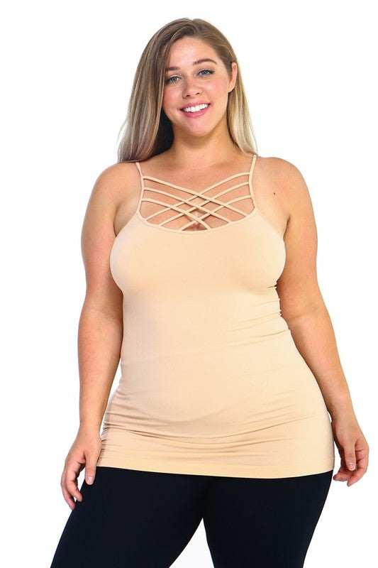 Yelete Womens Seamless Triple Criss-Cross Front Cami