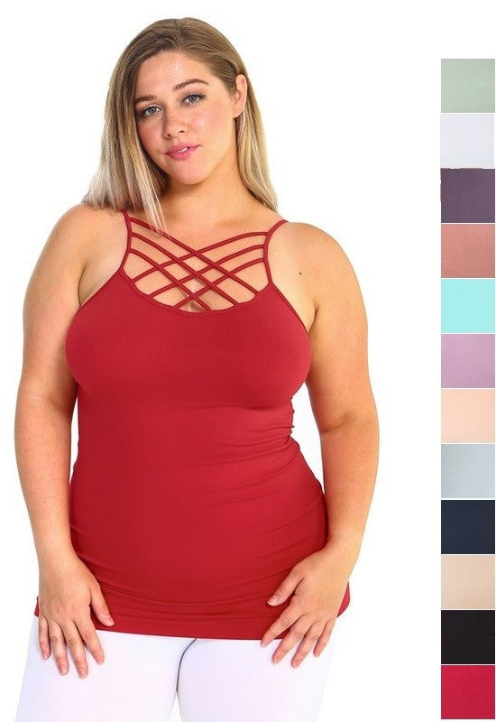 Yelete Womens Seamless Triple Criss-Cross Front Cami