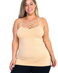 Yelete Womens Seamless Triple Criss-Cross Front Cami