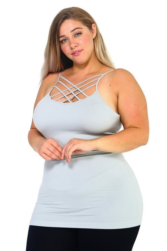 Yelete Womens Seamless Triple Criss-Cross Front Cami