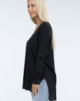 ZENANA Hi-Low Hem Front Seam Sweater