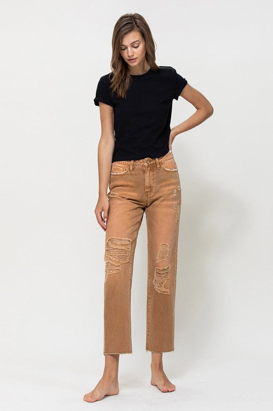 VERVET by Flying Monkey High-RIse Straight Crop Jeans