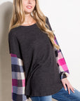 e Luna Multi Plaid Mixed Top