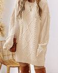 Cable Knit Drop Shoulder Sweater Dress