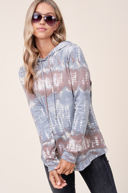 e Luna Terry Tie Dye Long Hoodie PLUS Top