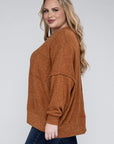 Zenana Plus Brushed Melange Drop Shoulder Sweater