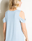 e Luna Striped Jersey Cold Shoulder Top