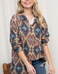 e Luna PLUS Fuzzy Aztec Button Down Shacket