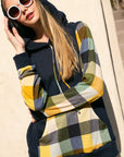 e Luna PLUS Plaid Mixed Hoodie Sweatshirt