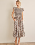 In February Floral Smocked Ruffled Midi Dress