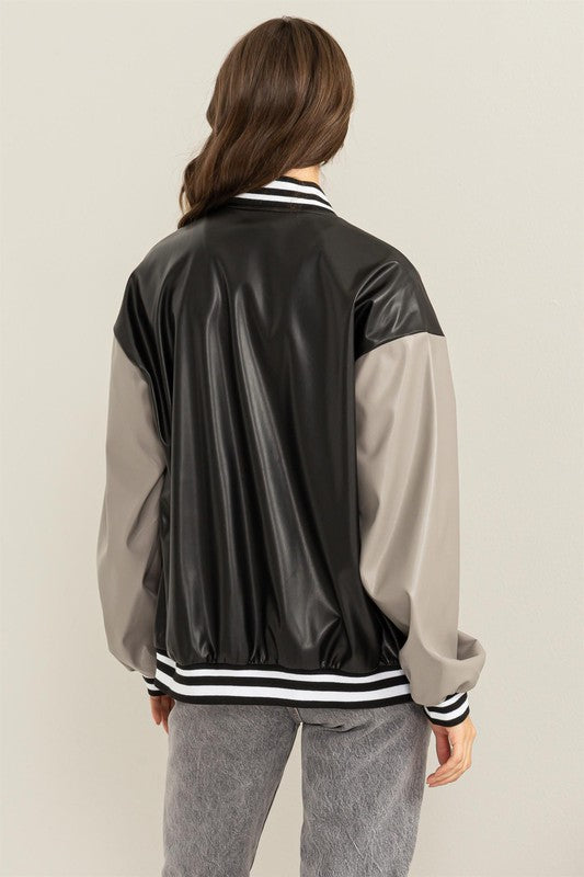 HYFVE Game On PU Colorblock Baseball Jacket