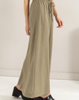 HYFVE Drawstring Washed Linen Maxi Skirt