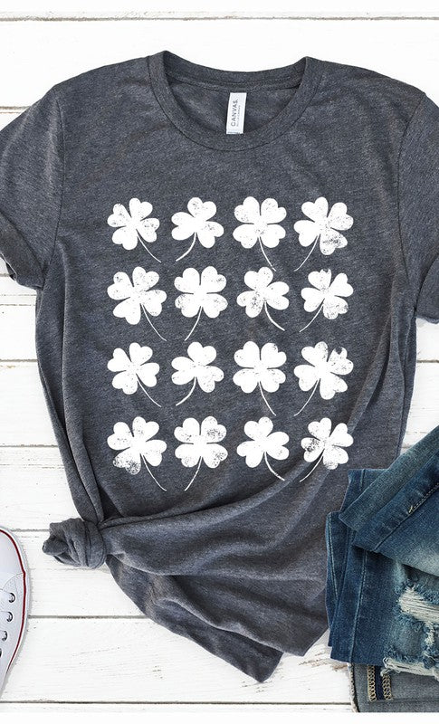 Distressed Clover Grid Graphic Tee