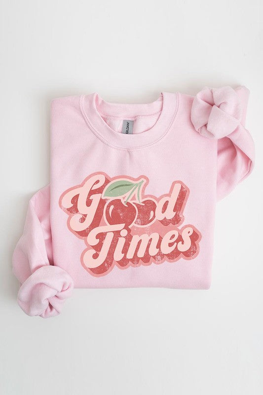 PLUS Retro Good Times Cherry Graphic Fleece Sweatshirts