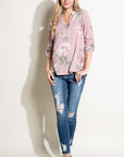 e Luna Floral Split Neck Top