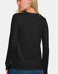 Zenana Full Size Solid Color Round Neck Long Sleeve T-Shirt