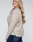 Zenana Plus Ribbed Brushed Melange Hacci Sweater