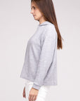 Zenana Hooded Brushed Melange Hacci Sweater