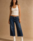 GJG Denim Sunday Low-Rise Wide-Leg Crop Jeans — Monterey Wash