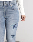 Artemis Vintage | Star Patch DTF Print Double Waist Bootcut Jeans - My Pampered Life Seattle
