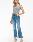 bytos Raw Hem Distressed Mid Rise Crop Jeans