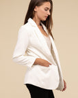 ZENANA Woven Long Sleeve Open Front Classic Blazer