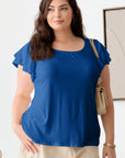 Gilli Plus Size Short Fluttery Sleeve Round Neck Top