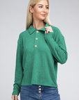 Zenana Brushed Melange Hacci Collared Sweater