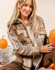 Women  Flannel Plaid Double Flap Pocket Jackets