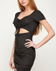 Short Sleeve Cutout Ribbed Knit Bodycon Dress