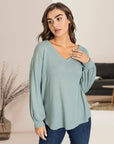 Balloon Sleeve V Neck Top