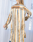 e Luna Striped Velvet Long Cardigan