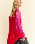 Davi & Dani Openwork Contrast Open Front Cardigan