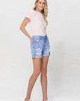 VERVET by Flying Monkey Distressed Boyfriend Shorts W/Cuffs