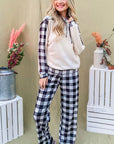 And The Why Drawstring Hooded Top and Plaid Pants Lounge Set