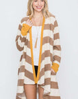 Jade By Jane Open Front Striped Draped Cardigan