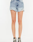 Kancan Distressed High Waist Denim Shorts with Pockets