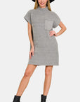 Zenana Short Sleeve Sweater Mini Dress