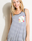 e Luna Striped Floral Mix Tank