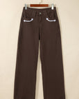 Western Arrow Embroidered Button Fly Straight Leg Jeans