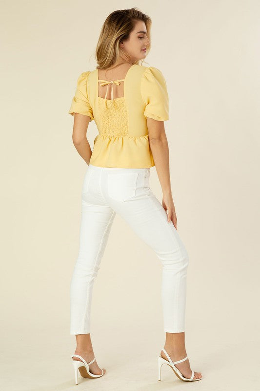 Lilou Bubbles Sleeved Blouse with Peplum