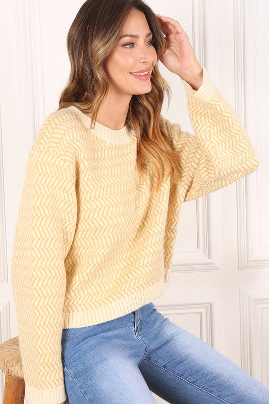 Lilou Herringbone Crew Neck Sweater