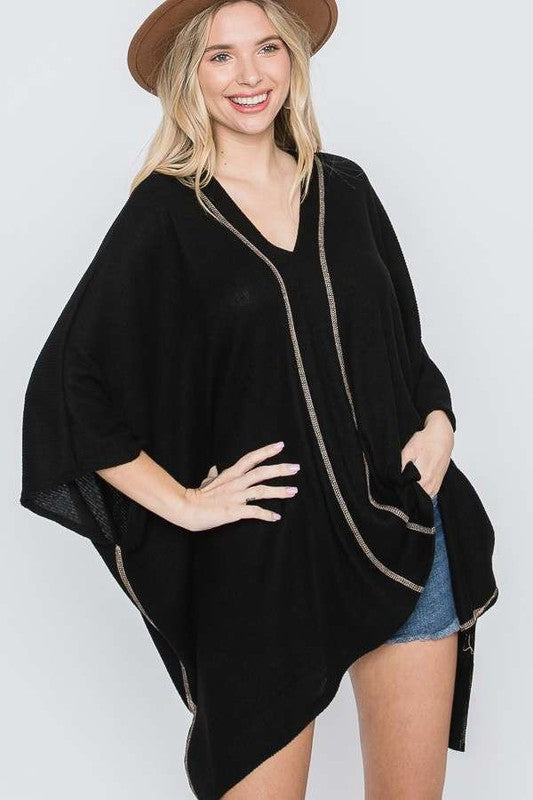 Jade By Jane V-Neck Poncho Top