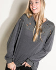 e Luna Distressed French Terry Sweatshirts