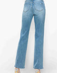 bytos Full Size Distressed High Rise Straight Jeans