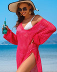 Crochet Side Split Beach Coverups Swimwear Dress