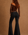GJG Denim Rockstar Rouge Studded Cow Print Flare Jeans