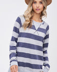 Plus Big Stripe Sweatshirt Top - Online Only